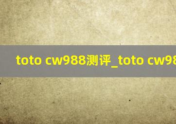 toto cw988测评_toto cw988配件